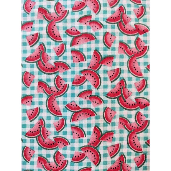 Vintage Watermelon Gingham Green White Check Fabric Fabric Traditions 1991 Cute - Picture 1 of 4